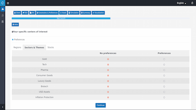 Tableau avec différents paramètres pour personnaliser les préférences